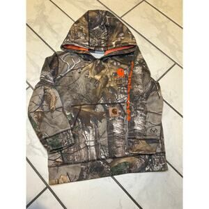 Carhartt Boys 6  Realtree Camo Hoodie Orange Logo Fleece Sweatshirt RN13706